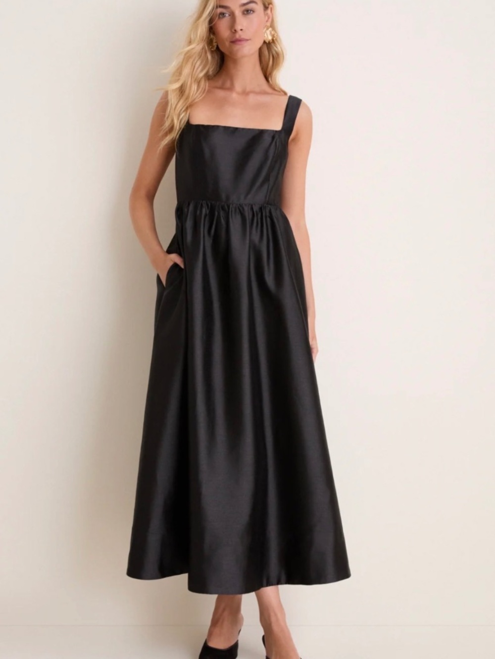 Tuckernuck Black Dupioni Esme Dress size L